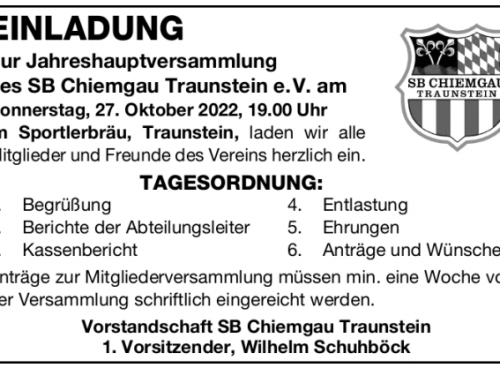Einladung zur Jahreshauptversammlung 2022 – SB Chiemgau Traunstein e.V.